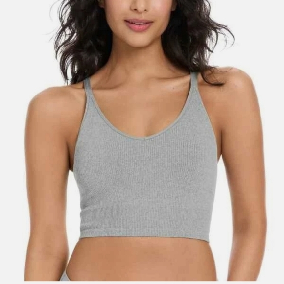 Lemon Ribbed Yoga Bra Pack Of 2 in Light Gray & Black Size Xs - Picture 3 of 5